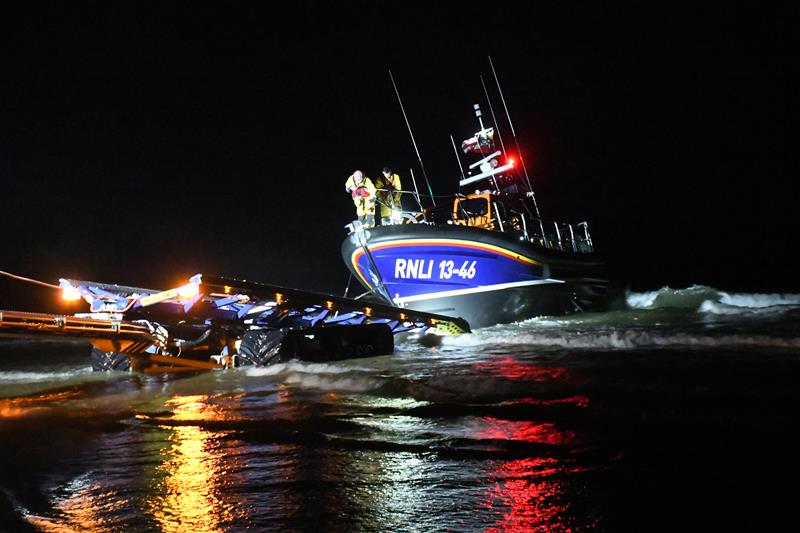 Lifeboat being recovered on Holkham beach after service on 18/5/24