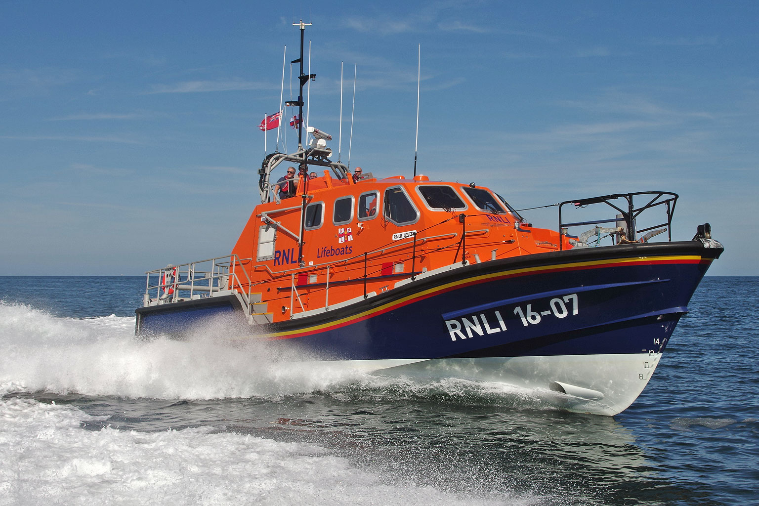 Comer Lifeboat running alongside at speed at Sheringham's RNLI 200 open day